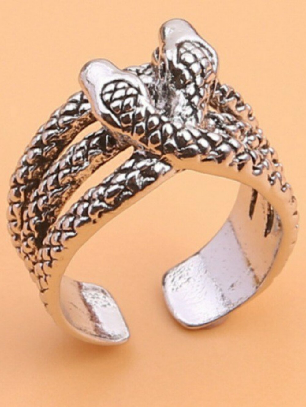 Silver Snake Wrap Adjustable Ring
